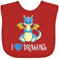 thumbnail image 3 of Inktastic I Love Dragons with Cute Blue Dragon Boys or Girls Baby Bib, 3 of 4