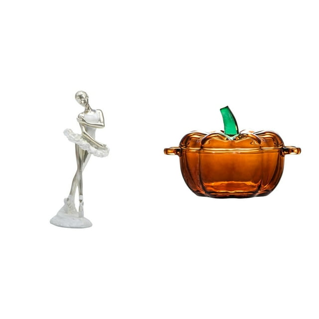 Figura De Bailarina Moderna Con Tapa De Cristal En Forma De Calabaza, Adorno Creativo De Escritorio Para Dormitorio, Chimenea, Oficina, Entrada, Tarro De Galletas, Color Naranja.