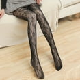 thumbnail image 3 of Double Fabric Black Fishnet Stockings For Women Fish Net Women Tights Fishnet Tights Ladies One Size Fit All 300g Fleeced Lined Pantyhose Tights Warm Women Tights for Winter Sheer Fishnet Tights Small, 3 of 6