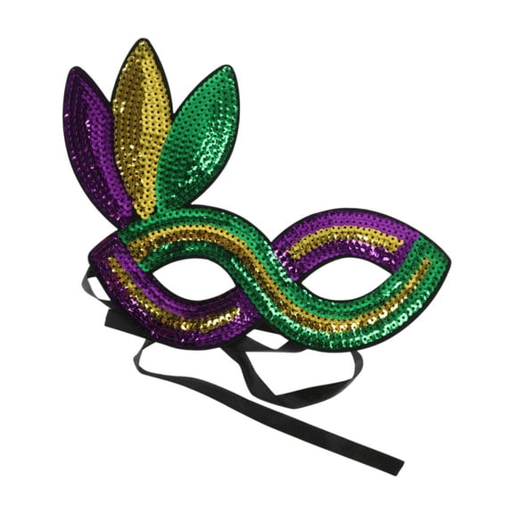 Unique Bargains 1 Pc Colorful Sequins Party Mask for Masquerade Party Purple Green Yellow Sequins