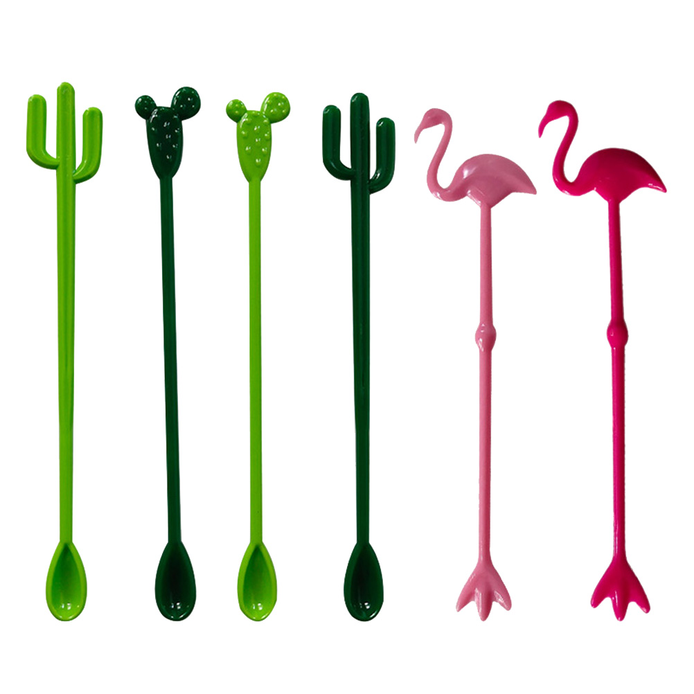 OUNONA 36pcs Hawaiian Party Drink Muddler Prickly Pear Flamingo Design Disposable Beverage