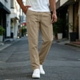 thumbnail image 6 of Mifsaly Mens Lightweight Pants Drawstring Elastic Waist Straight Leg Work Pants Breathable Golf Travel Business Casual Bottoms with Pockets Khaki,S, 6 of 7
