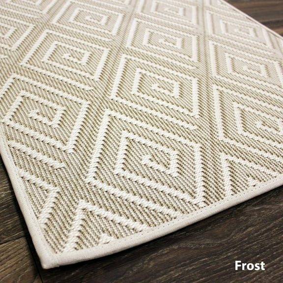 Curacao Custom Cut Indoor Outdoor Area Rug Carpet Collection-Frost-7x7