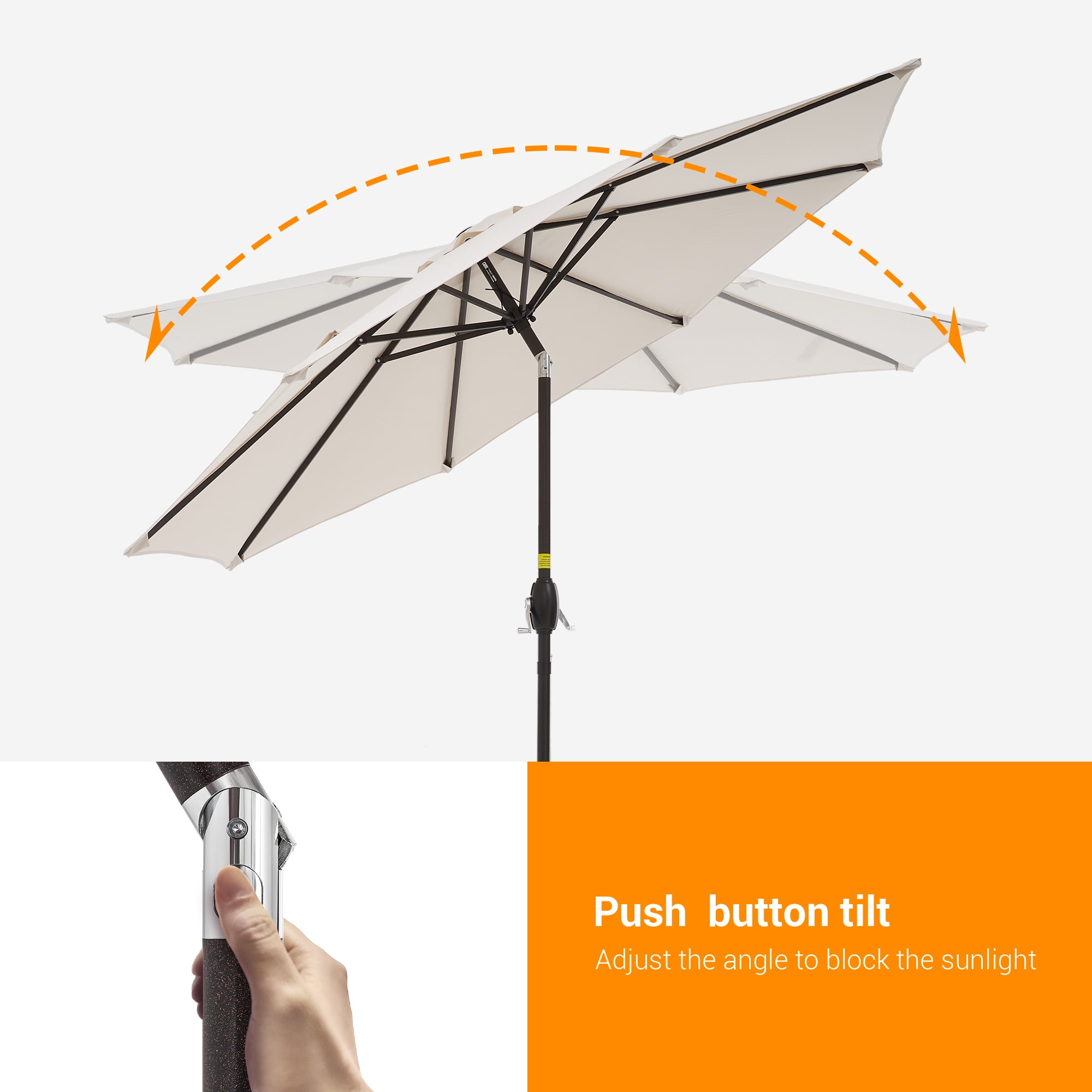 ACEGOSES 9ft Outdoor Patio Umbrella with Tilt 8 Ribs and Crank for Garden and Yard ,Beige