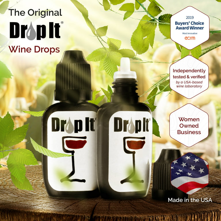 Drop It Wine Drops, 2 Pack – Natural Wine Sulfite Remover and Wine Tannin  Remover – Enjoy Wine Again, Works in Just 20 Seconds – Portable and  Discrete