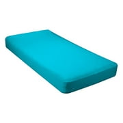 Gilbins College Dorm 100% Jersey Knit Cotton Twin Extra Long Sheets Fitted Turquoise