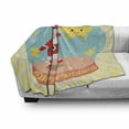 thumbnail image 3 of Christmas Soft Flannel Fleece Throw Blanket, Happy Dancing Santa and Smiling Star in a Snow Globe on Yellow Striped Rays, Cozy Plush for Indoor and Outdoor Use, 70" x 90", Multicolor, by Ambesonne, 3 of 6