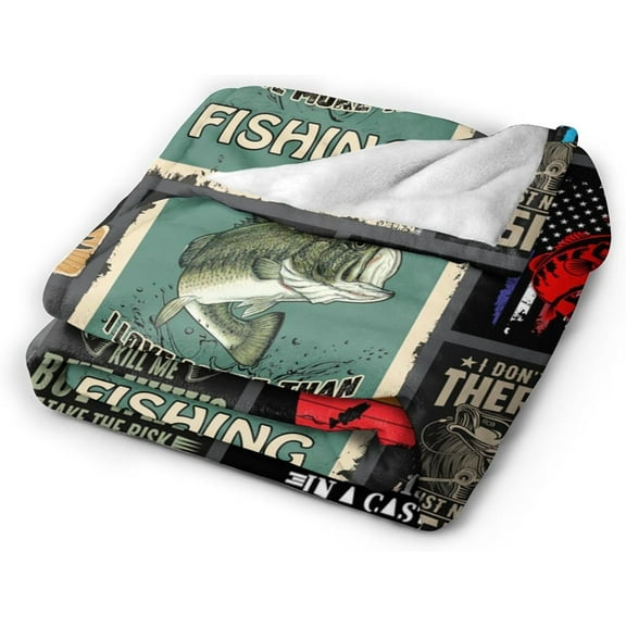Fishing Gifts for Men Blanket,Fishing Stuff Gifts, Funny Fishing Gifts for Dads Women Boys, Fishing Gear and Equipment, Bass Fishing Gifts for Men Unique, Men Fishing Gifts Throw Blankets 50"x60"