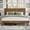 Brown, variant on King Size Farmhouse Wooden Bed Frame with Headboard, Boho Platform Bedframe Sturdy Metal Slats Support, No Spring Mattress, Noisy Free, Easy Assembly (King, White)