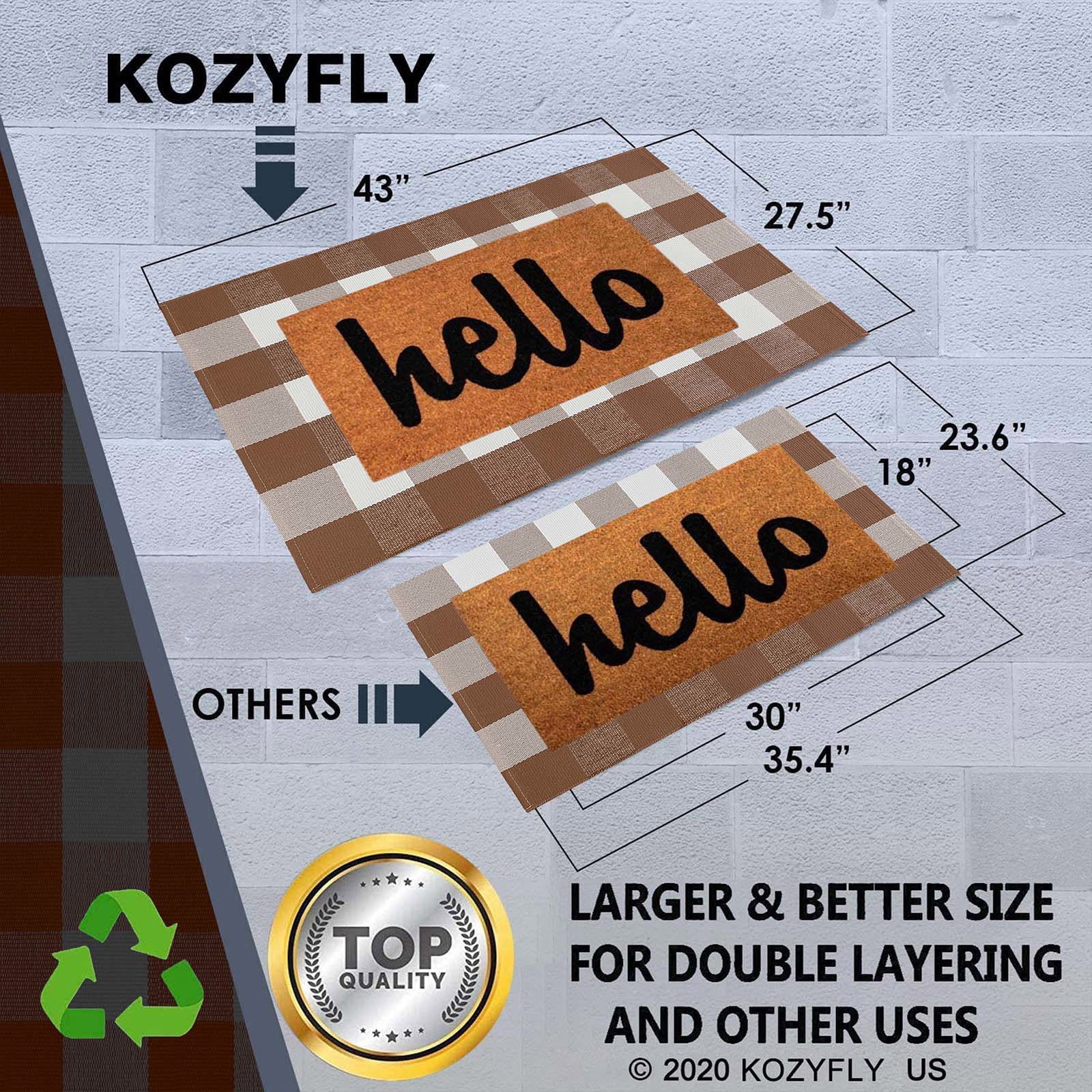 iOhouze Buffalo Plaid Outdoor Rugs Coffee and White 2.3'x3.6' Area Rug, Cotton Hand-Woven Washable Front Door Mat Indoor Outdoor Check Rugs for Front Porch Kitchen Entryway Patio Bathroom