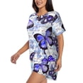 thumbnail image 2 of Bingfone Butterflies Print Pajamas Sets for Women Soft Short-Sleeved Pjs with Lounge Shorts Two Piece Sleepwear, 2 of 8