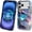 Blue Moonstone Opal Gold Swirl, variant on Magnetic Case for iPhone 15 Plus Design, Compatible with MagSafe, Slim Protective Soft TPU Bumper Phone Cover Women Girls Case for iPhone 15 Plus-Celestial Stained Glass Moon Stars