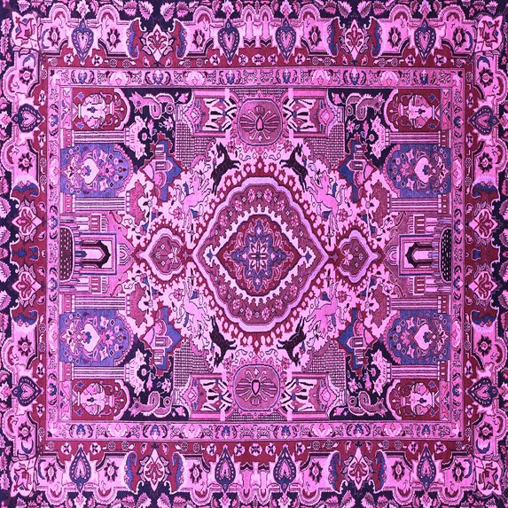 Ahgly Company Indoor Square Persian Purple Traditional Area Rugs, 8' Square