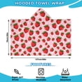 thumbnail image 2 of Red Strawberry Plants Fruit Dot Pink Pattern Hooded Bath Towel，50"x30" for Ages 3 To 12 Kids, Quick Dry Lightweight Soft Microfiber Hood Beach Towel Cover Up for Kids, 2 of 7