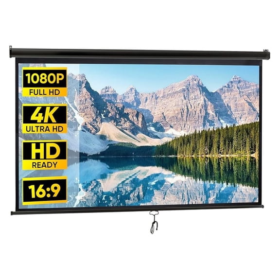 SONGMY 100 Inch Outdoor Projector Screen 16:9 - HD Pull Down Projection Screen, Portable Folding Home Theater Movie Screen for Indoor Outdoor Use