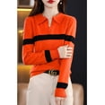 thumbnail image 3 of Maydear Womens Lapel+V Neck Sweater, Casual Long Sleeve Pullover Tops, 3 of 5