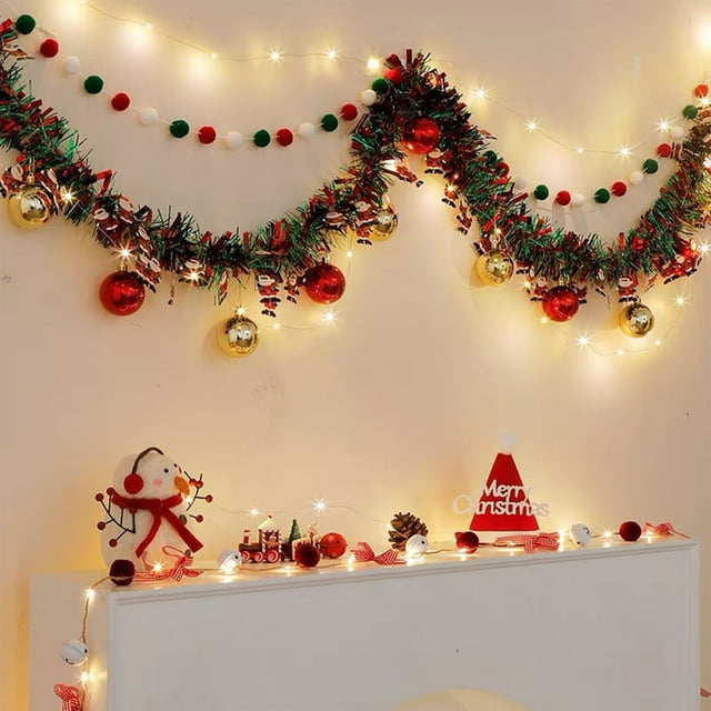 Tiras de colores de plástico, adornos navideños, adornos para árboles de Navidad, adornos para escaparates, juego de bolas de luces navideñas de colores, decoraciones de Halloween, decoración de otoño