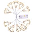 thumbnail image 1 of 10 bombillas de color blanco cálido en un cable de cobre de 1,5 m, cadena de luces LED con forma de diamante industrial con decoración rústica de hierro, 1 of 8