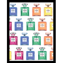 Venice Beach Collection's Colorful Fashion Perfume Bottle Wallpaper Design 14x18 Framed Print