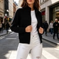thumbnail image 6 of Dqueduo Women's Casual Zipper Coat Top, Solid Color Long Sleeve Stand Collar Pullover for Daily Wear, Comfortable Polyester Fashion Top, 6 of 6