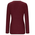thumbnail image 6 of Long Sleeve Shirts for Women Knitted Tops Button Front Slit Casual Ladies Blouse Dressy Tunic Tops Basic Tee Shirts Wine XXL, 6 of 6