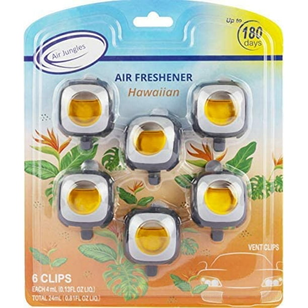 Air Jungles Hawaiian Scent Car Air Freshener Clip, 6 Car Freshener Vent