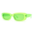 thumbnail image 2 of Womens Pop Color Rounded Mod Narrow Rectangle Plastic Sunglasses Green, 2 of 4
