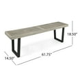 thumbnail image 4 of GDF Studio Joa Outdoor Acacia Wood Dining Bench, Brushed Light Gray and Black, 4 of 6