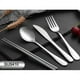 thumbnail image 1 of Juego de 4 piezas de vajilla portátil de acero inoxidable, cuchara, tenedor, cuchillo para carne, juego de cubiertos de viaje, vajilla con bolsa roja, 1 of 7