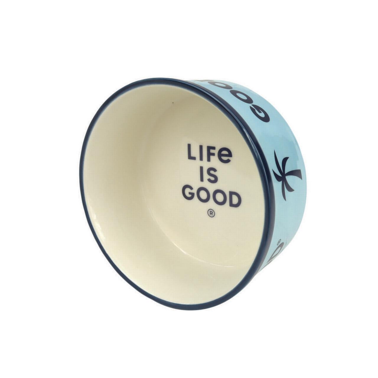 Life Is Good Ceramic Bowl for Pets, Light Blue, 29 oz