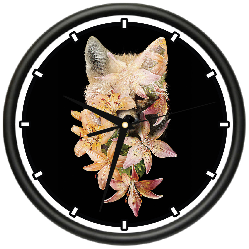 Foxy Flowers Design Wall Clock Precision Quartz Movement Decor For School Class Office Bedroom Decoration Walmart Com Walmart Com