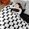 thumbnail image 5 of Castle Fairy Abstract Oval Grid King Bedding 7pcs,Geometric Rounded King Bed in a Bag,Black White,Reversible, 5 of 7