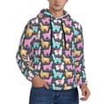 thumbnail image 2 of Sikiie Colorful Alpaca Men's Hoodie, Essentials Hoodie, Sweatshirt, Pullover Hooded Sweatshirt for Men-Medium, 2 of 7