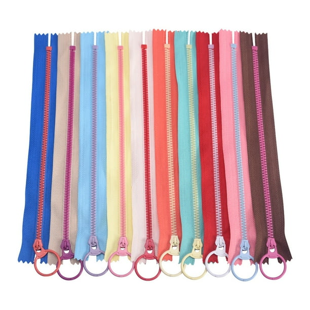 Minnieouse Cremalleras de resina duraderas y prácticas, accesorio esencial para ropa hecha a mano, cremalleras con cabeza de anillo Accesorios de disfraces 25cm 20 piezas