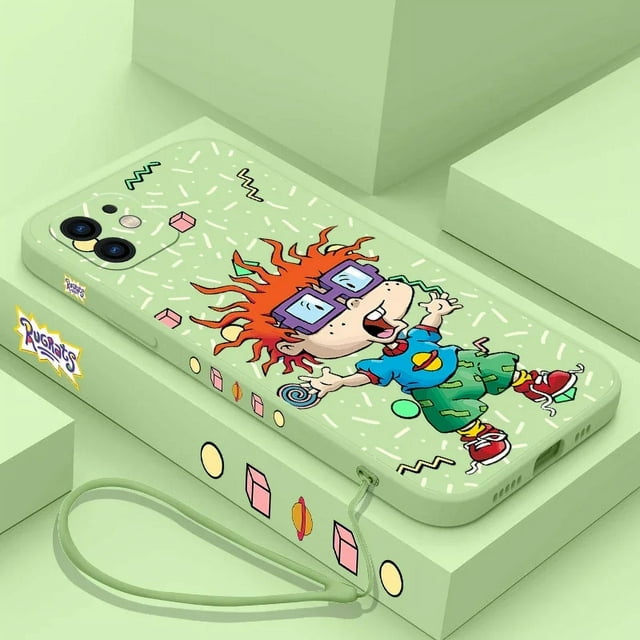 Funny R-Rugrats Phone Case For iPhone 15 14 13 12 11 Pro Max Mini X XR XS MAX 8 7 Plus 6 6S Plus Silicone Cases with Hand Strap ZBMCL-13C2341301 For iPhone 14 Pro