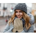 thumbnail image 4 of Loritta 2Pcs Winter Gloves for Women Warm Lining Cozy Knit Thick Mitten Beige and Gray, 4 of 7