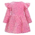 thumbnail image 2 of IDOPIP Toddler Baby Girls Sequin Velvet Tutu Dress Long Sleeve Princess Christmas Birthday Party Dresses, 2 of 9
