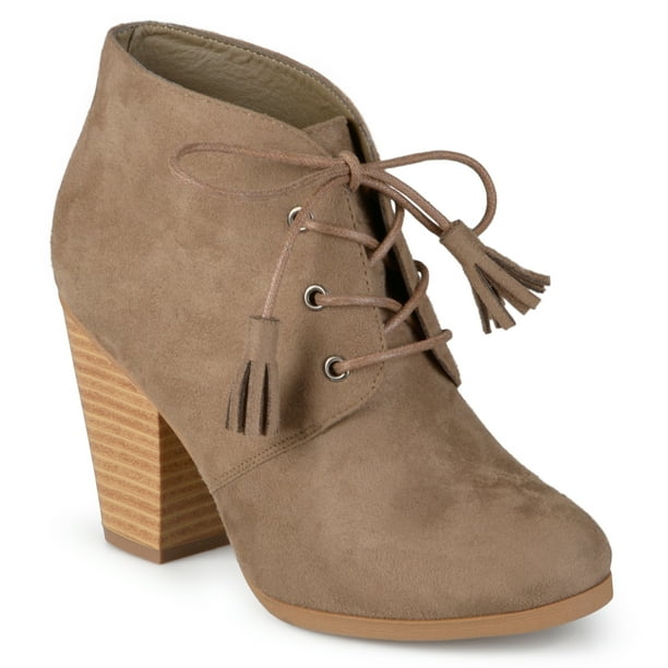 faux suede chunky heel booties