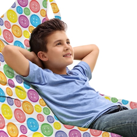Modern Lounger Chair Bag  Circular Shaped Buttons Pattern in Various Sizes Print  High Capacity Storage with Handle Container  Lounger Size  Multicolor  by Ambesonne