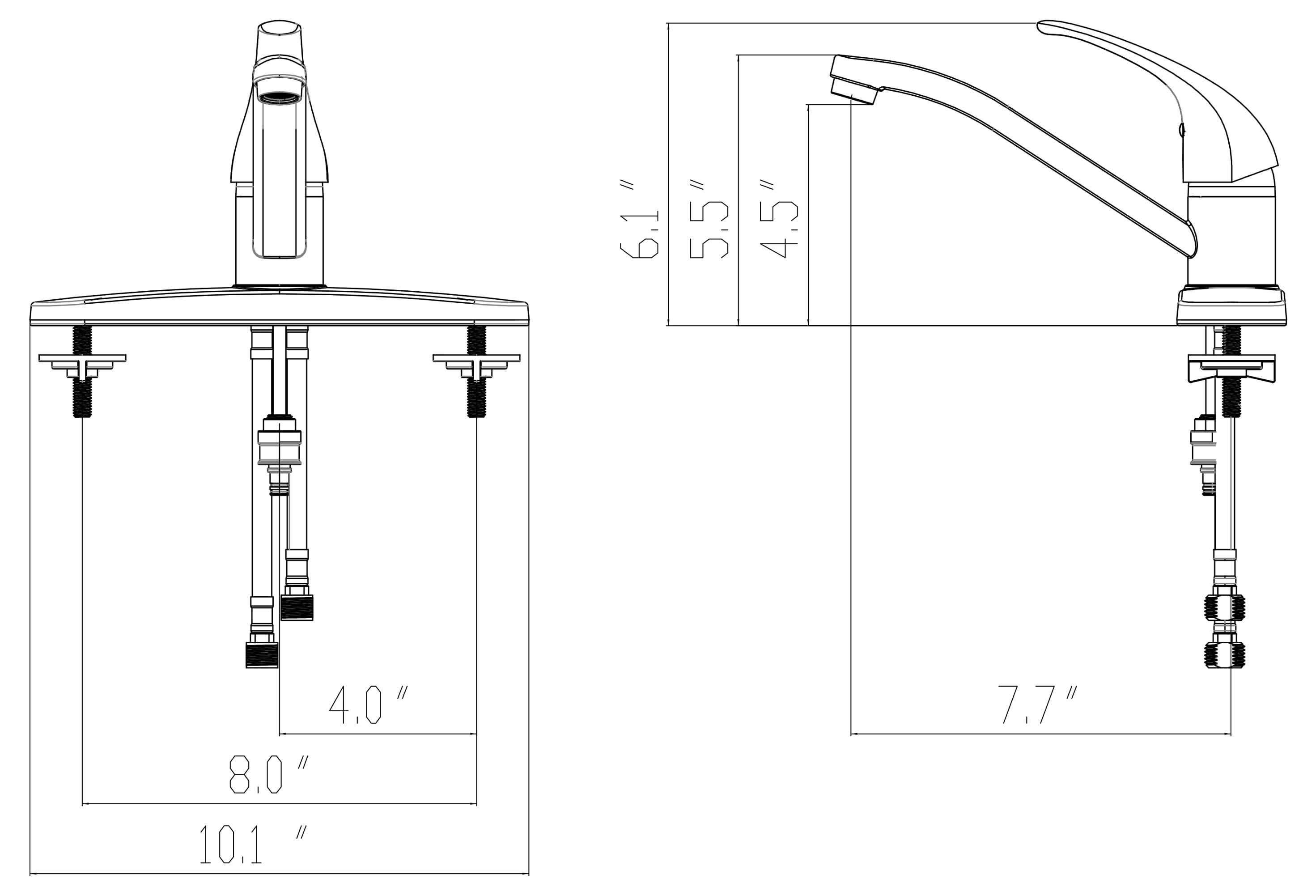 Hybrid Metal Deck Faucet Single Handle with Ceramic Cartridge and Spray, Brushed Nickel Finish