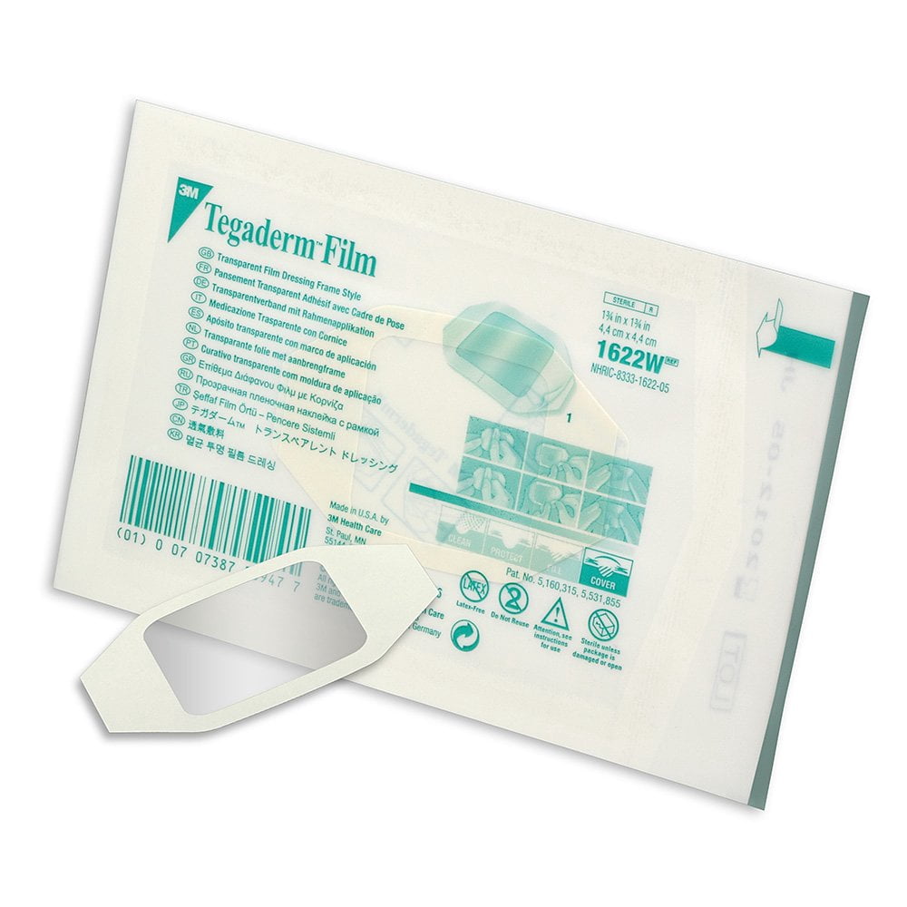 3M Tegaderm 1622W Frame Style Transparent Dressing 1-¾ in. x 1-¾ in. (Box of 100)