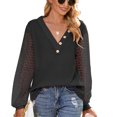 thumbnail image 1 of Camisas informales con cuello en V para mujer, camisas holgadas de punto de manga larga con estilo en forma de rombo para otoño e invierno, 1 of 7