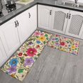 thumbnail image 2 of Pioneer Flower Floral Print Pattern Kitchen Rugs Sets Of 2,Anti Fatigue Kitchen Mat Rugs Non Slip Washable,Decorative Kitchen Floor Mats for Kitchen,Sink,Laundry,17"x30"+17"x47", 2 of 7