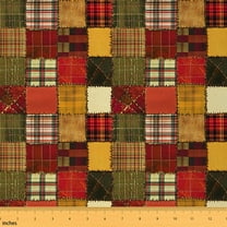 jejeloiu Retro Geometric Plaid Fabric by the Yard 2 Yards,Patchwork Geometric Room Decor Fabric by the Yard,Orange Brown Fabric for Sewing For Teens,Ultra Soft Home Decor