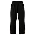 thumbnail image 5 of FRSASU Women's Wide Leg Capri Pants Elastic Waist Casual Loose Lounge Summer Flowy Beach Vacation Trousers Black, 5 of 6