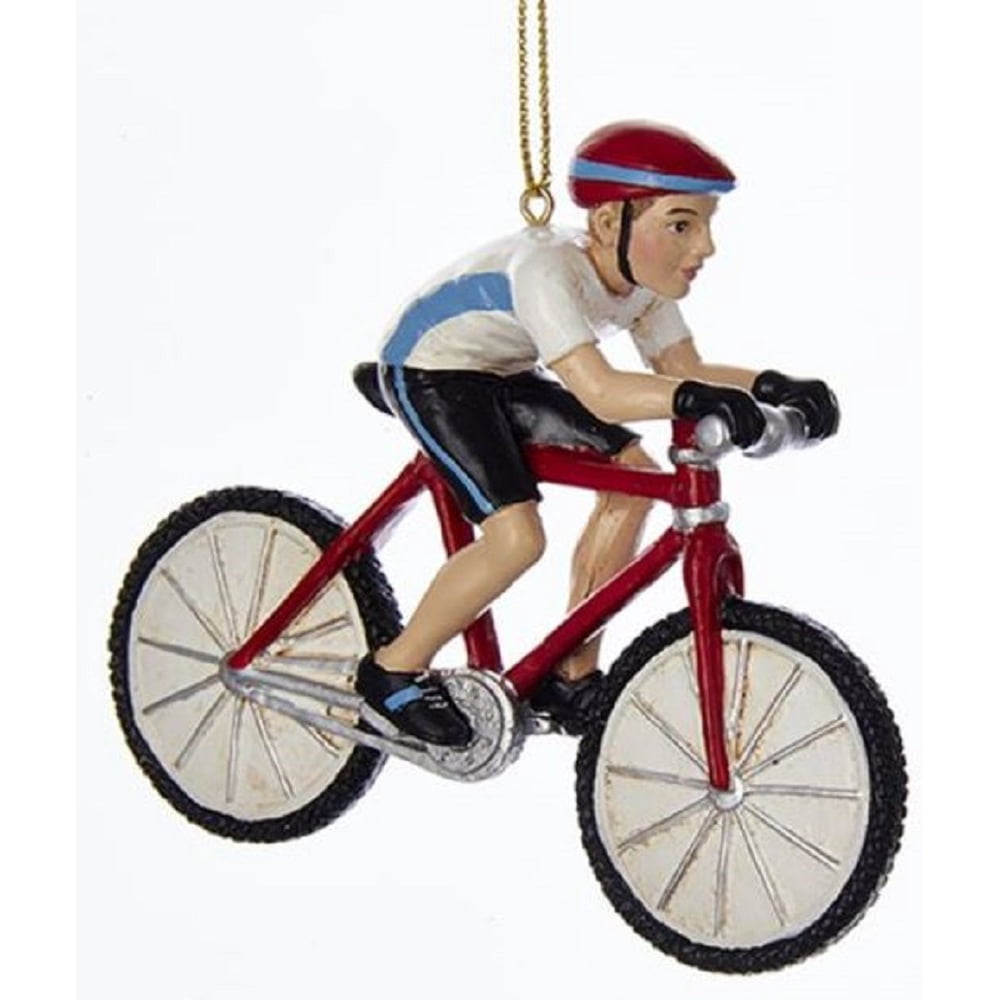 Cyclist Boy Riding Bicycle Christmas Tree Ornament Holiday Cycling