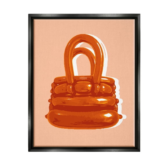 Stupell Industries Orange Modern Purse Abstract Painting Black Floater Framed Art Print Wall Art, 17 x 21