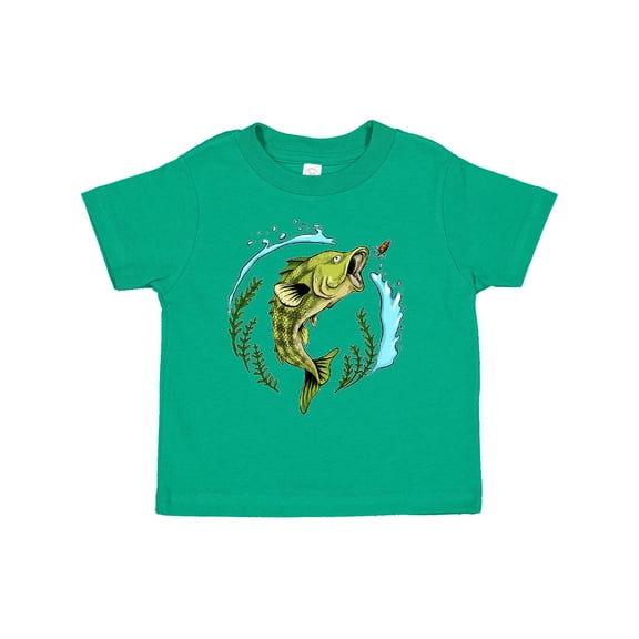 Inktastic Leaping Bass Fish Fishing Illustration Boys or Girls Toddler T-Shirt