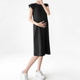 thumbnail image 4 of Robe de Maternité pour Femmes Manches Courtes Col Rond Couleur Unie Robe de Grossesse Ample, 4 of 6