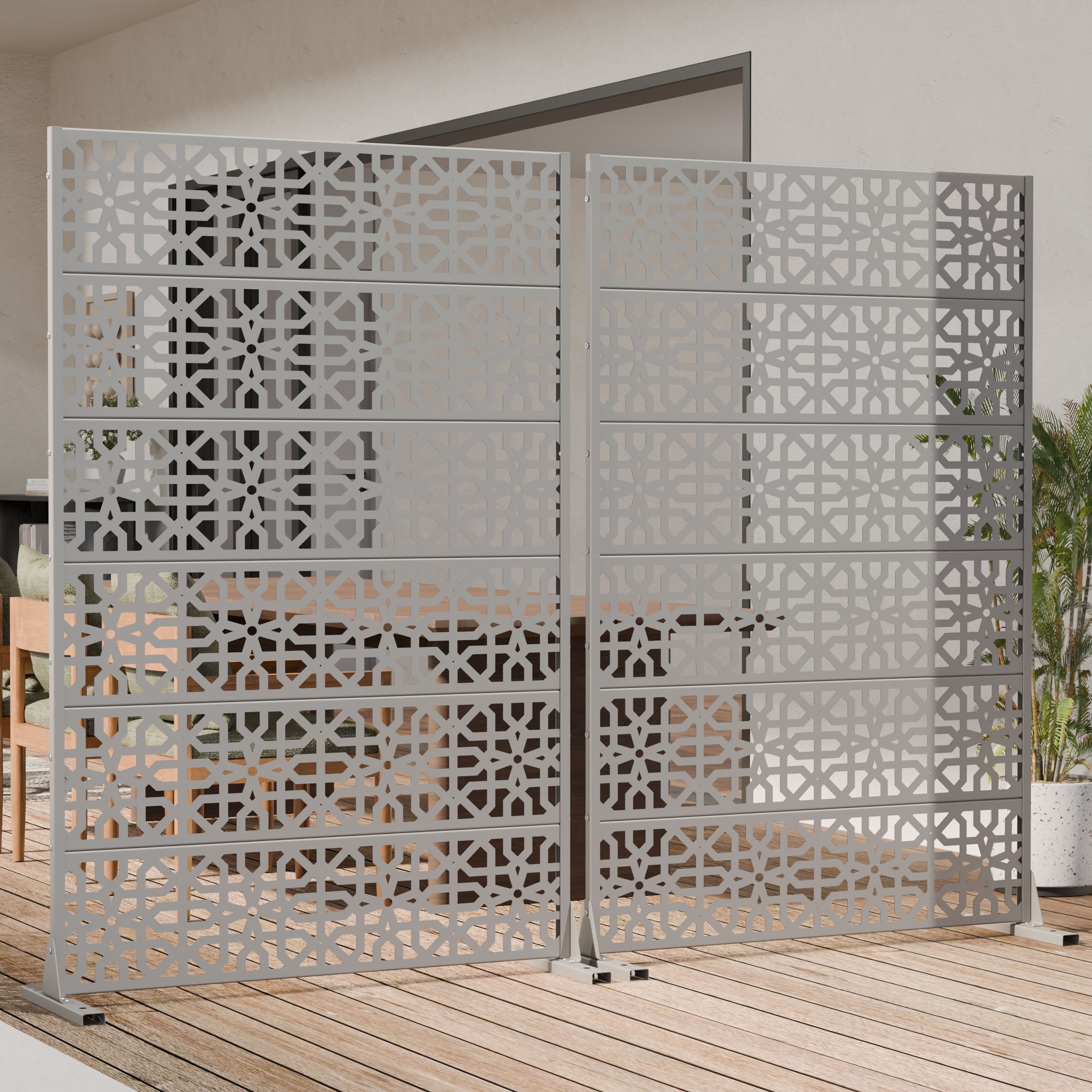 MAYEERTY 72*47in Outdoor Privacy Screen, Commercial Grade Metal Privacy Panel, Privacy Divider for Patio, Balcony, Garden